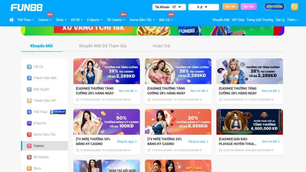 Hoạt động thuộc riêng hệ thống Casino Live
