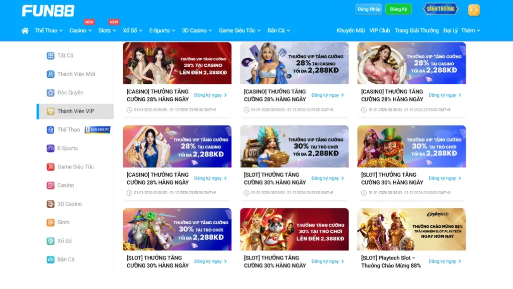 Các ưu đãi đặc biệt dành riêng thành viên VIP